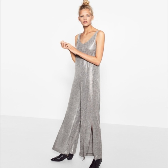 zara silver jumpsuit